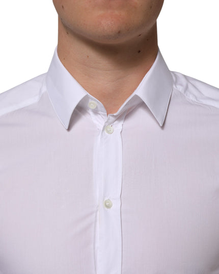 Dolce & Gabbana White Cotton GOLD Formal Men Longsleeves Shirt