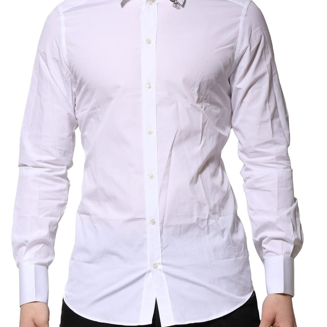Dolce & Gabbana White Cotton GOLD Long Sleeves Formal Shirt