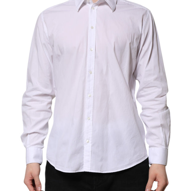 Dolce & Gabbana White Cotton STAFF Long Sleeves Forma Shirt