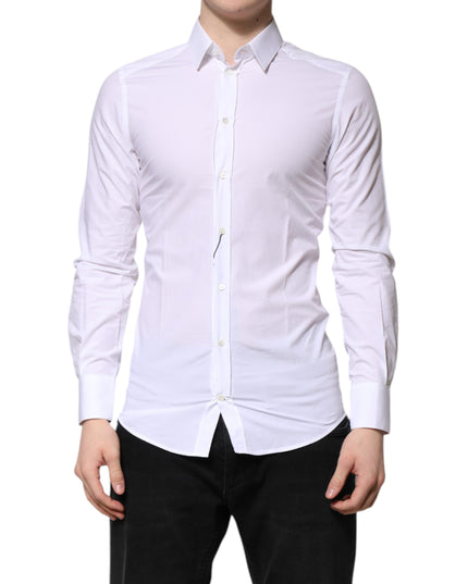 Dolce & Gabbana White Cotton GOLD Long Sleeves Dress Shirt