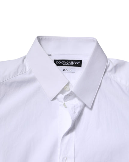 Dolce & Gabbana White Cotton GOLD Long Sleeves Dress Shirt