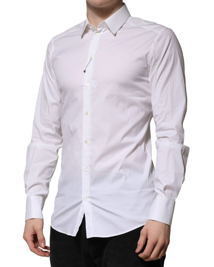 Dolce & Gabbana White Cotton GOLD Long Sleeves Formal Shirt