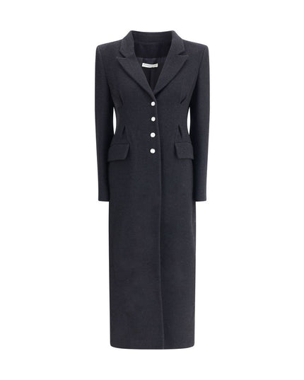 Alessandra Rich Black Fleece Wool Coat