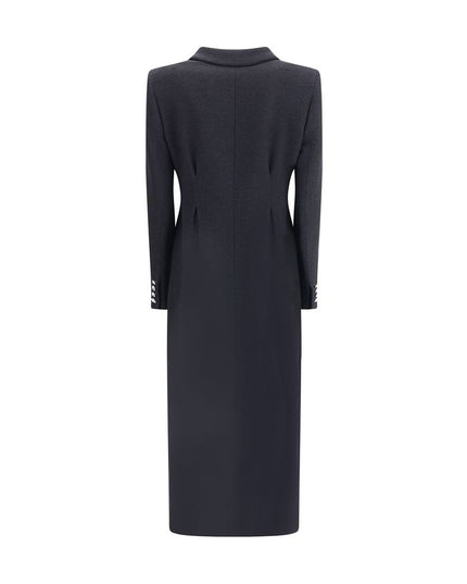 Alessandra Rich Black Fleece Wool Coat