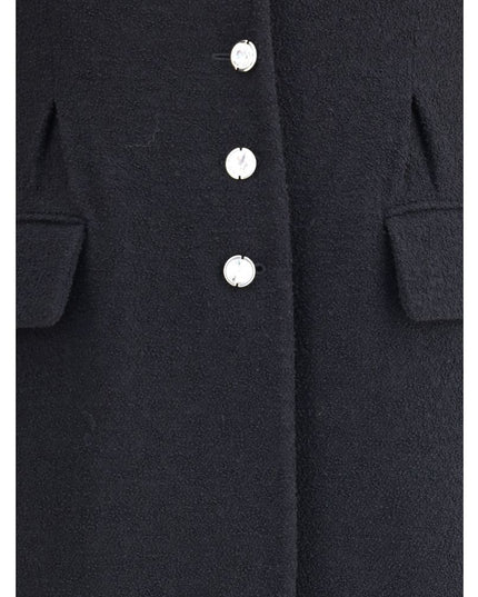 Alessandra Rich Black Fleece Wool Coat