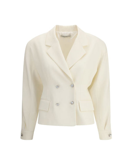 Alessandra Rich Cream Fleece Wool Blazer