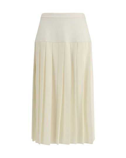 Alessandra Rich White Fleece Wool Midi Skirt