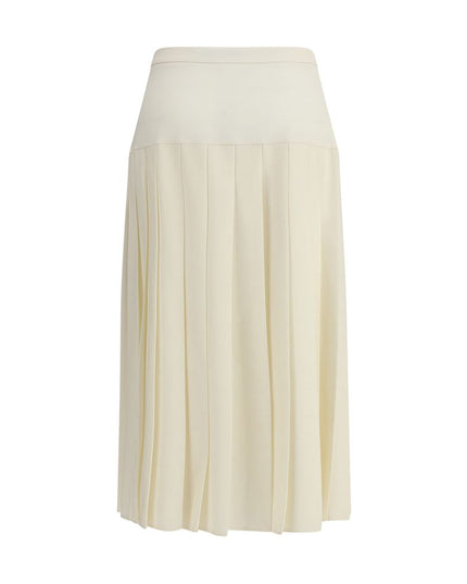 Alessandra Rich White Fleece Wool Midi Skirt