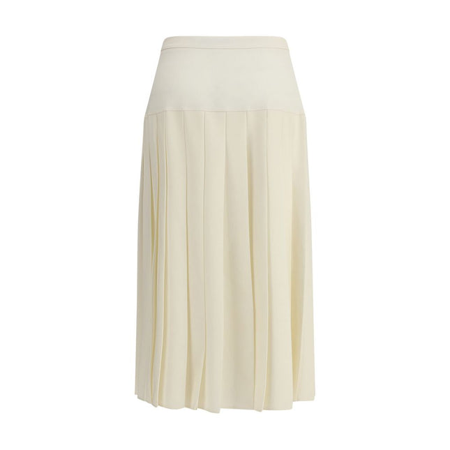 Alessandra Rich White Fleece Wool Midi Skirt