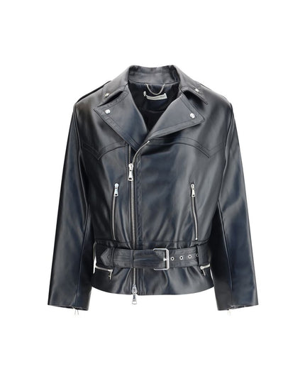 Alessandra Rich Black Leather Biker Jacket