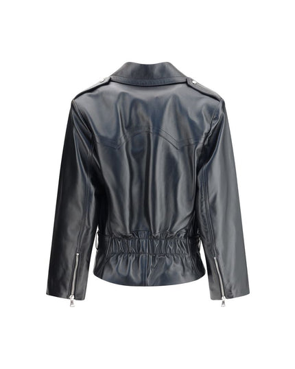 Alessandra Rich Black Leather Biker Jacket