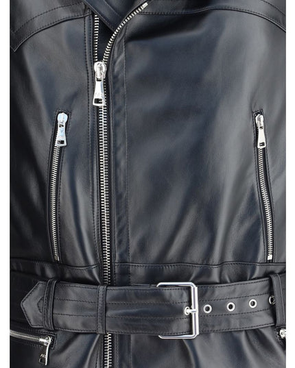 Alessandra Rich Black Leather Biker Jacket