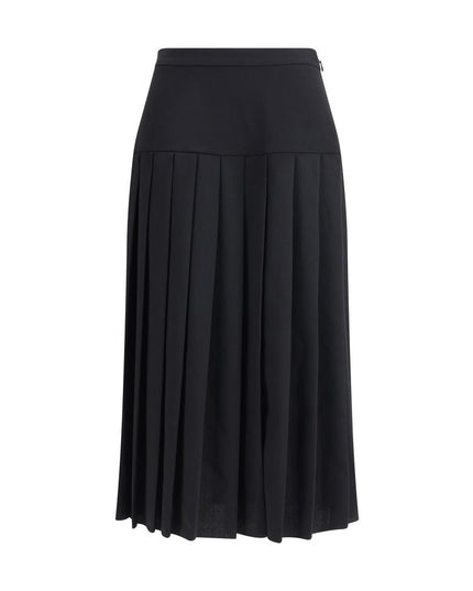 Alessandra Rich Black Fleece Wool Midi Skirt