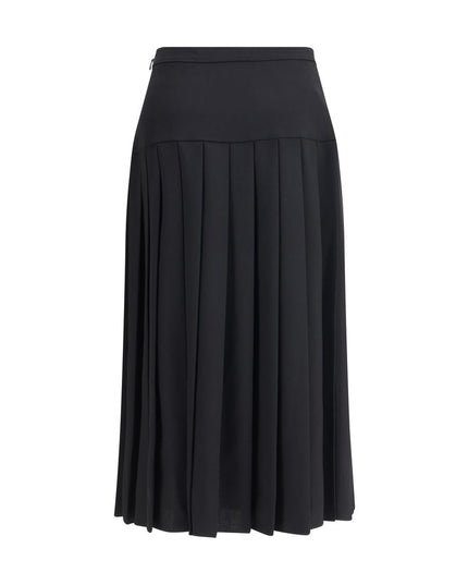 Alessandra Rich Black Fleece Wool Midi Skirt
