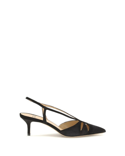 Francesco Russo Black Calf Leather Bos Taurus Mid Heel Pumps