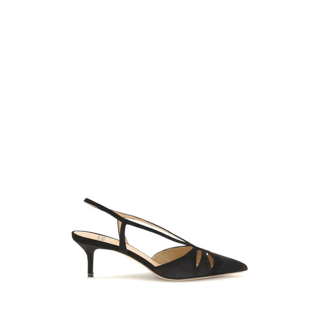 Francesco Russo Black Calf Leather Bos Taurus Mid Heel Pumps
