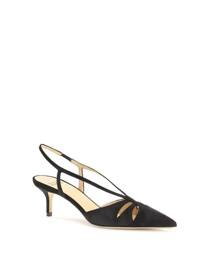 Francesco Russo Black Calf Leather Bos Taurus Mid Heel Pumps