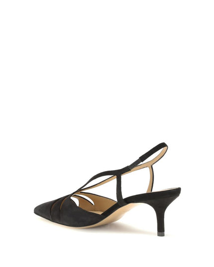 Francesco Russo Black Calf Leather Bos Taurus Mid Heel Pumps