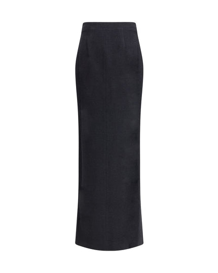 Alessandra Rich Black Fleece Wool Long Skirt