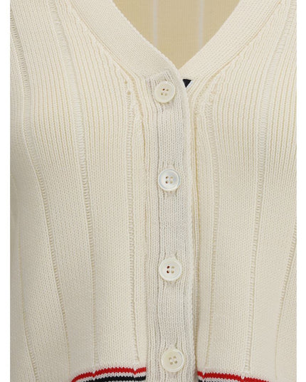 Thom Browne Cream Fleece Wool Cardigan
