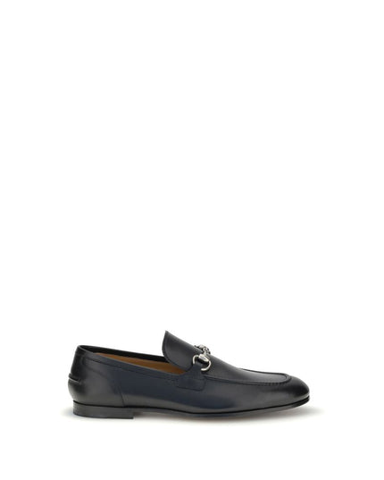 Gucci Black Calf Leather Bos Taurus Slip-On Loafers