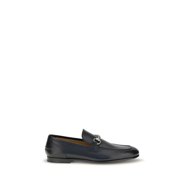 Gucci Black Calf Leather Bos Taurus Slip-On Loafers