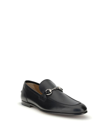 Gucci Black Calf Leather Bos Taurus Slip-On Loafers