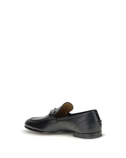 Gucci Black Calf Leather Bos Taurus Slip-On Loafers