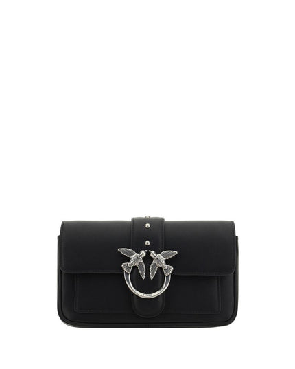PINKO Black Calf Leather Bos Taurus Shoulder Bag