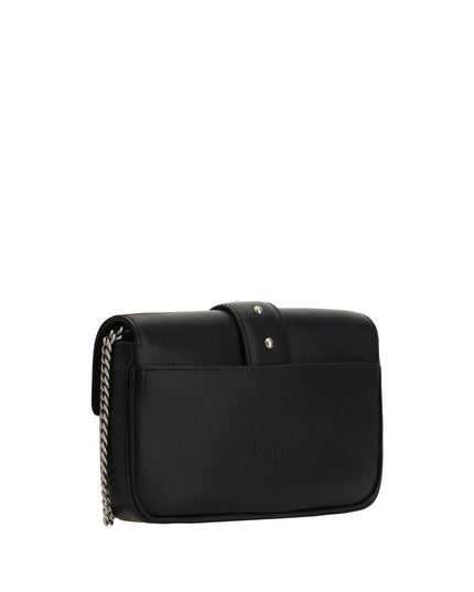 PINKO Black Calf Leather Bos Taurus Shoulder Bag