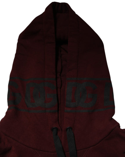 Dolce & Gabbana Burgundy Cotton Plaid Lined Men Hoodie Sweater