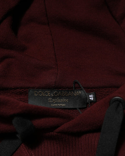 Dolce & Gabbana Burgundy Cotton Plaid Lined Men Hoodie Sweater