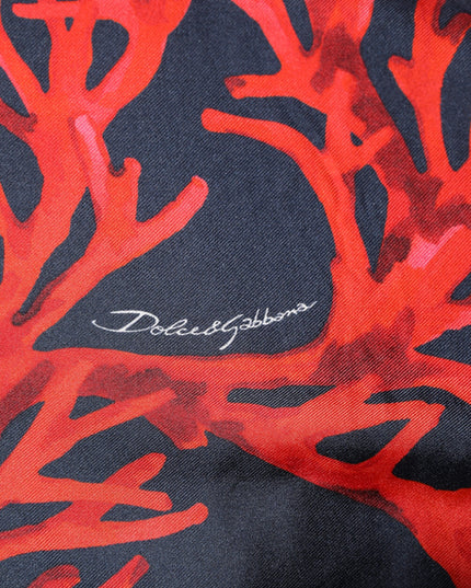 Dolce & Gabbana Silk Navy Red Coral Print Pullover Sweater