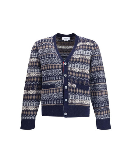 Thom Browne Blue Wool Cardigan