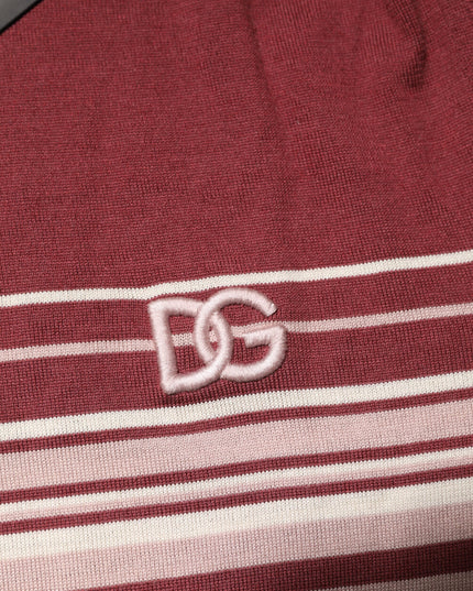 Dolce & Gabbana Cotton Burgundy Striped DG Logo Polo  T-shirt