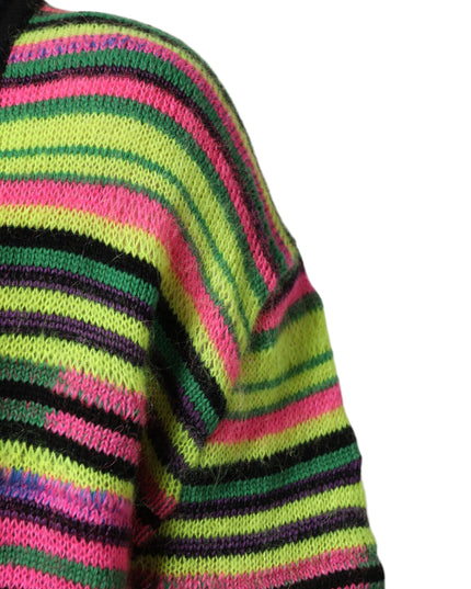 Dolce & Gabbana Multicolor DG Logo V-Neck Knit Pullover Sweater