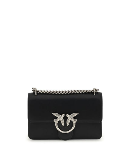 PINKO Black Calf Leather Bos Taurus Shoulder Bag