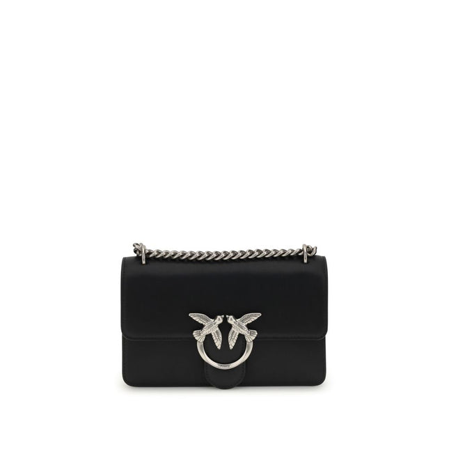PINKO Black Calf Leather Bos Taurus Shoulder Bag
