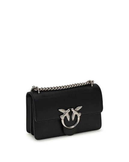 PINKO Black Calf Leather Bos Taurus Shoulder Bag