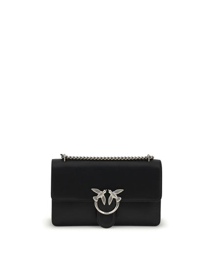 PINKO Black Calf Leather Bos Taurus Shoulder Bag