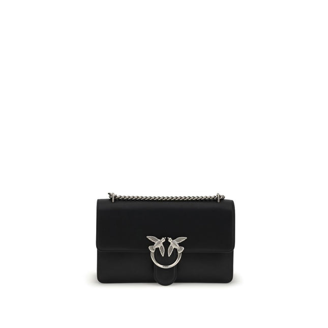 PINKO Black Calf Leather Bos Taurus Shoulder Bag
