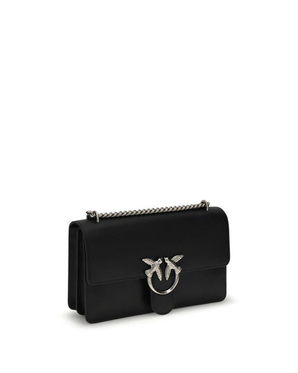 PINKO Black Calf Leather Bos Taurus Shoulder Bag