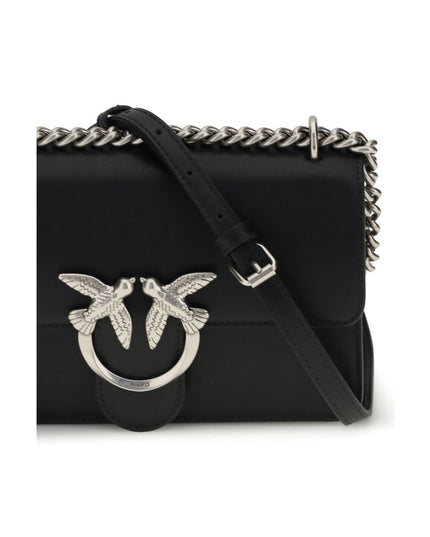 PINKO Black Calf Leather Bos Taurus Shoulder Bag