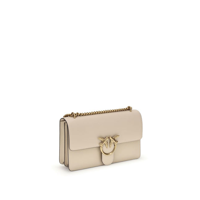 PINKO Beige Calf Leather Bos Taurus Shoulder Bag