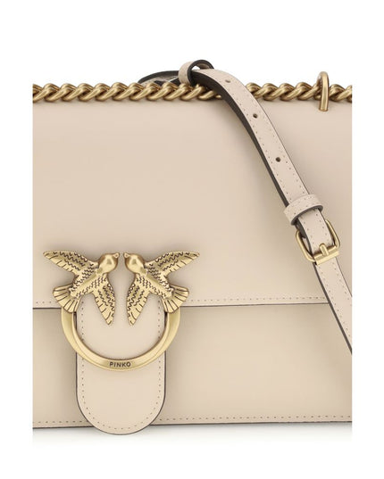 PINKO Beige Calf Leather Bos Taurus Shoulder Bag