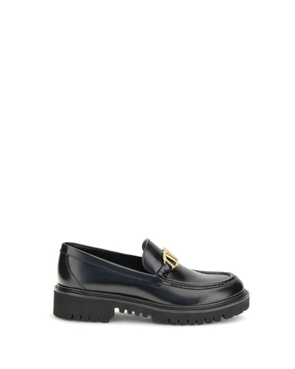Valentino Garavani Black Leather Slip-On Loafers