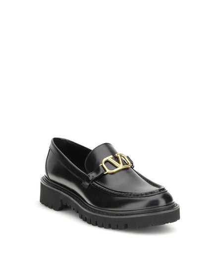 Valentino Garavani Black Leather Slip-On Loafers
