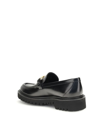 Valentino Garavani Black Leather Slip-On Loafers