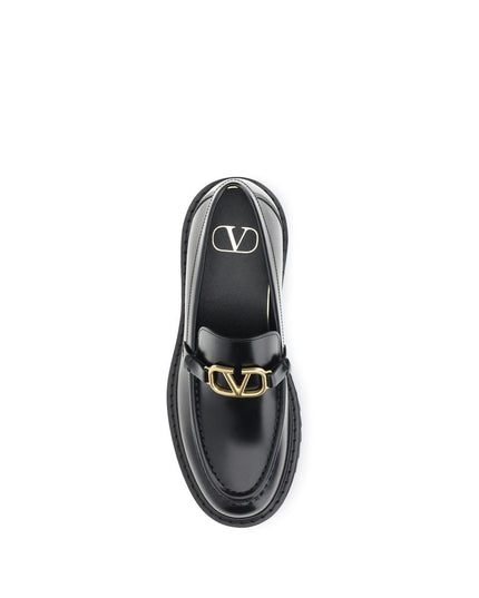 Valentino Garavani Black Leather Slip-On Loafers