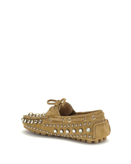 Valentino Garavani Beige Calf Leather Bos Taurus Slip-On Loafers